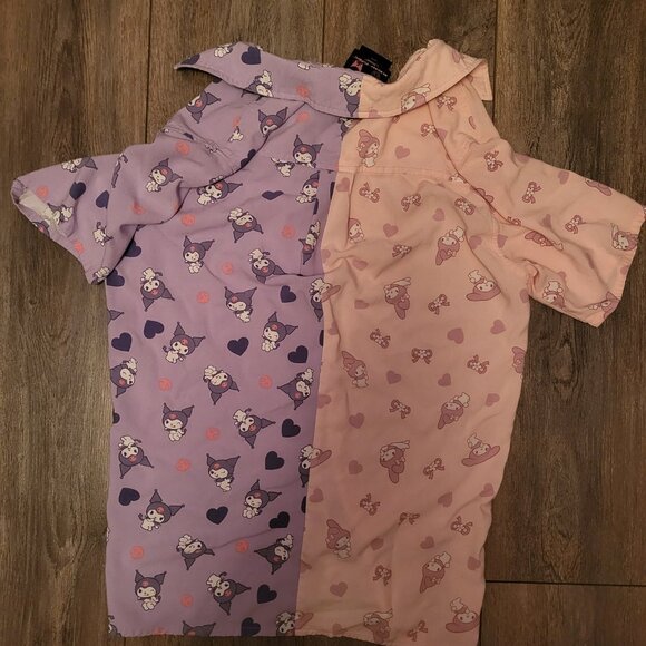 Hottopic My Melody & Kuromi Split Girls Oversized Woven Button-Up - Picture 3 of 8
